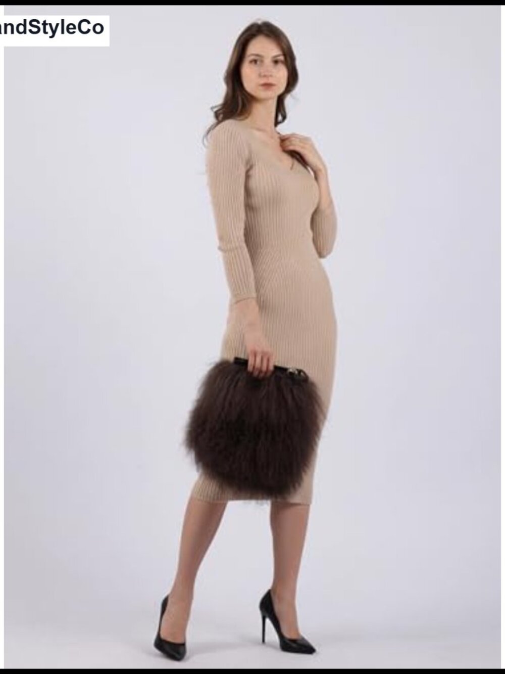 Real Curly Mongolian Fur Crossbody Bag Adjustable Chain Strap - Picture 3 of 6